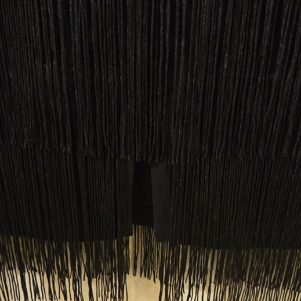 Chic Black Fringe Pencil Skirt - Picture 5 of 6